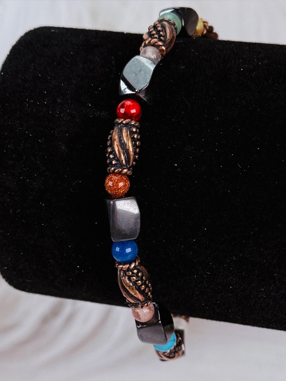 Bohemian chic colored beaded magnetic closure accent bracelet